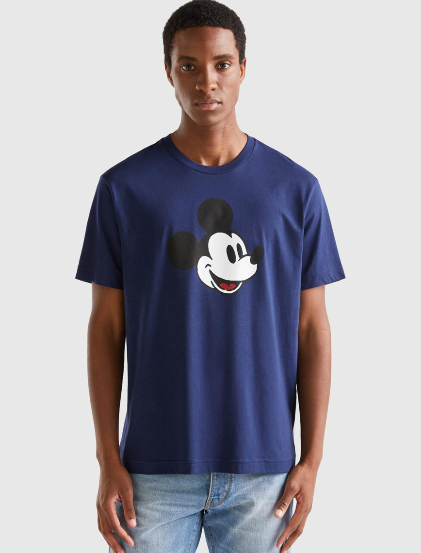 Unisex Lacivert %100 Koton Disney Baskılı T-Shirt