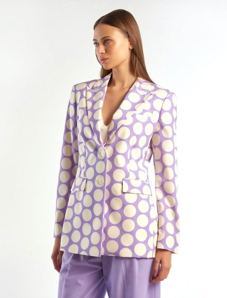 Kadın Lila Puantiyeli Ceket Kadın Lila Puantiyeli Ceket