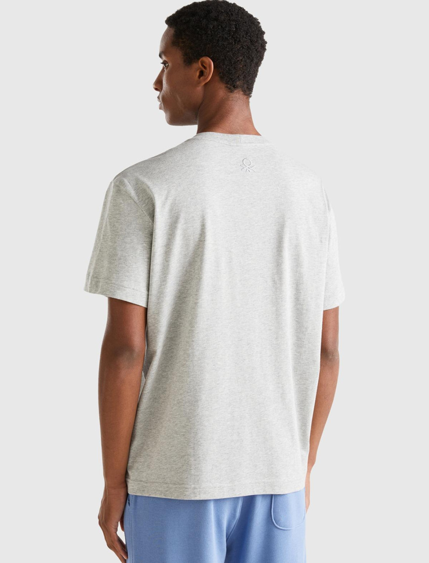 Unisex Gri Melanj %100 Koton Disney Baskılı T-Shirt