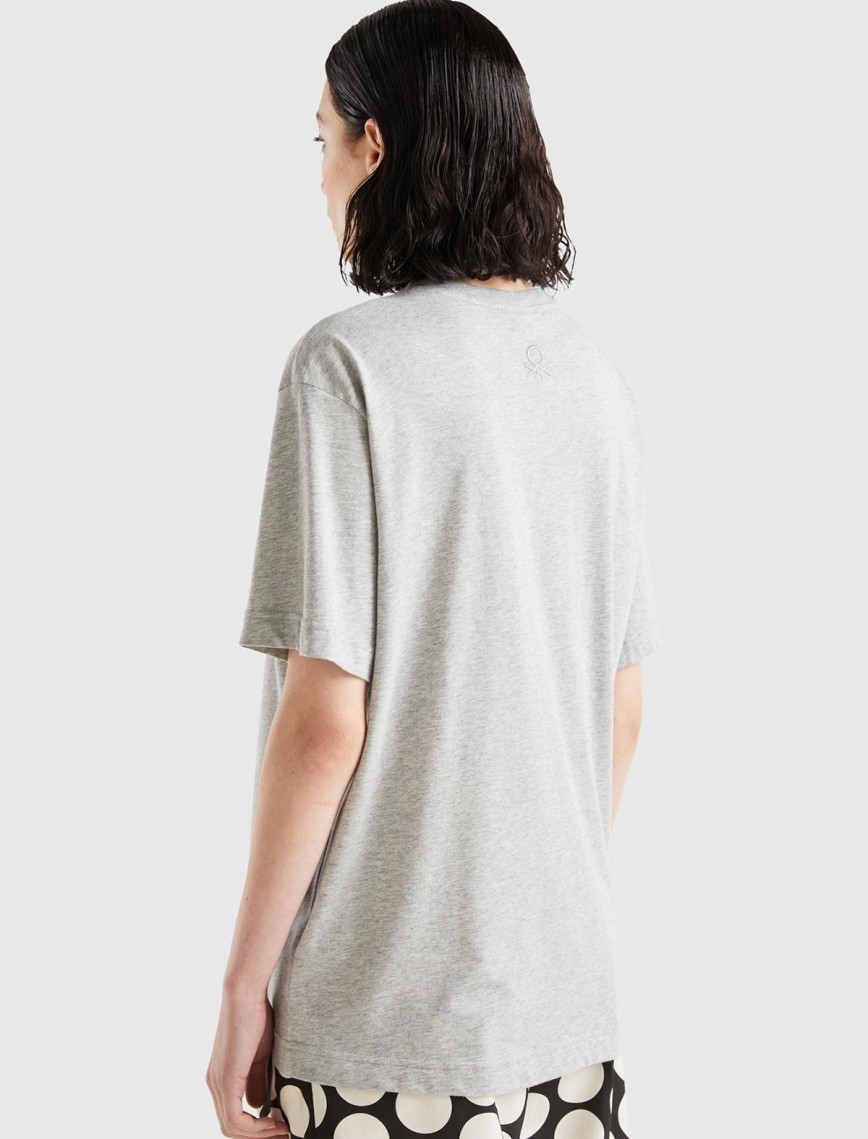 Unisex Gri Melanj %100 Koton Disney Baskılı T-Shirt