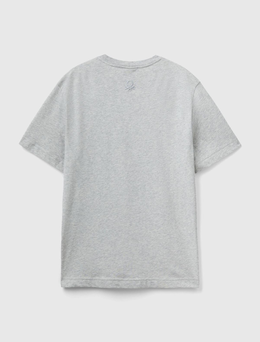 Unisex Gri Melanj %100 Koton Disney Baskılı T-Shirt