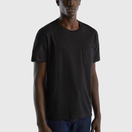 Erkek Siyah %100 Koton Cepli T-Shirt Erkek Siyah %100 Koton Cepli T-Shirt