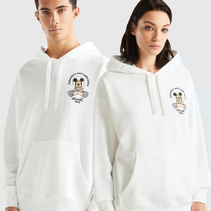 Unisex Beyaz Disney Desenli Kapşonlu Sweatshirt Unisex Beyaz Disney Desenli Kapşonlu Sweatshirt