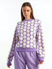 Kadın Lila Puantiyeli  Koton Sweatshirt