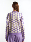 Kadın Lila Puantiyeli  Koton Sweatshirt