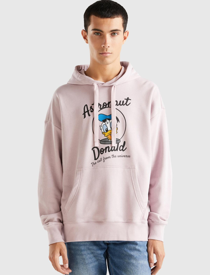 Unisex Gül Kurusu Disney Desenli Kapşonlu Sweatshirt
