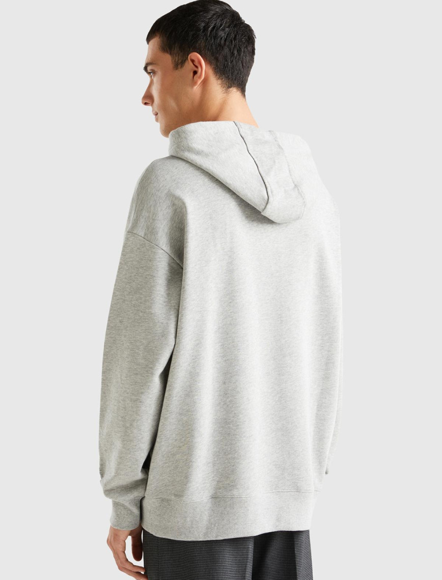 Unisex Gri Melanj Disney Desenli Kapşonlu Sweatshirt