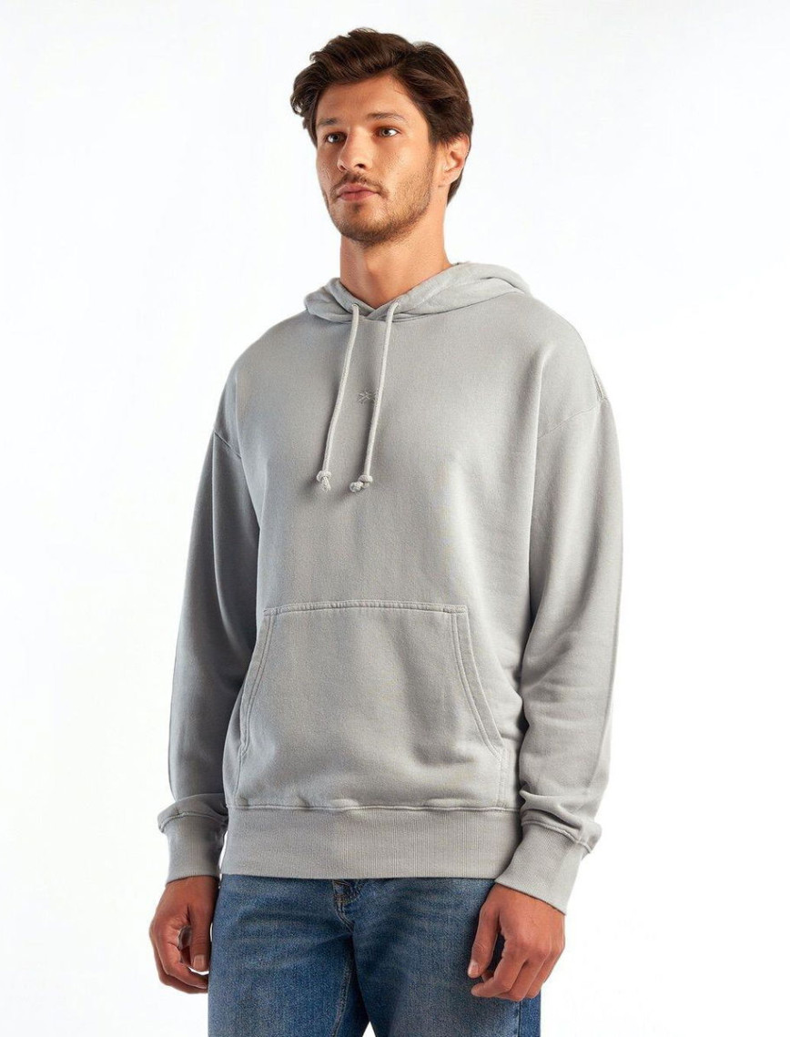 Erkek Gri Kapşonlu Kangru Cepli Sweatshirt Erkek Gri Kapşonlu Kangru Cepli Sweatshirt