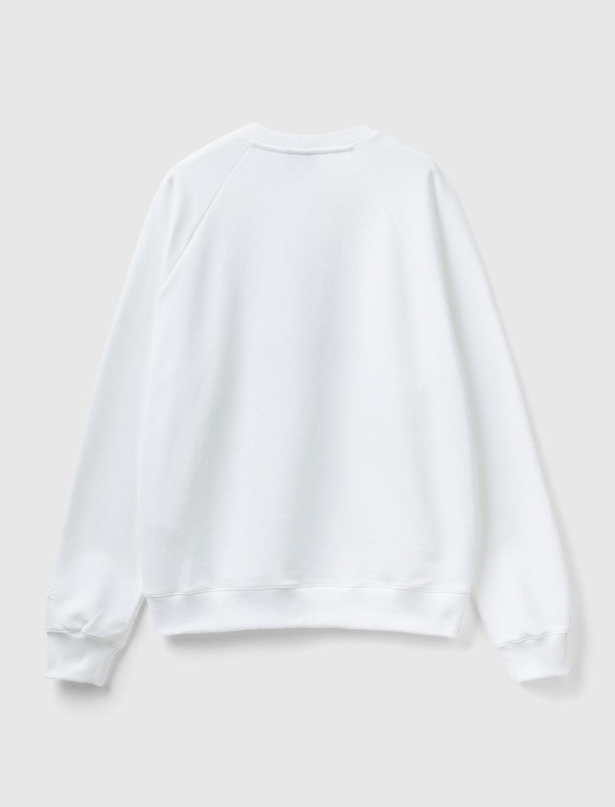 Unisex Beyaz Disney Baskılı Sweatshirt