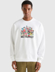 Unisex Beyaz Disney Baskılı Sweatshirt