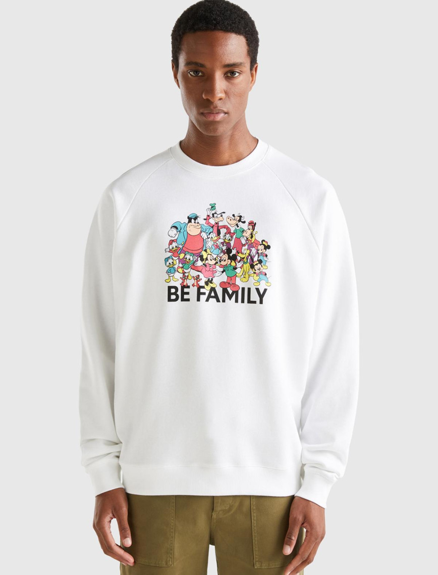 Unisex Beyaz Disney Baskılı Sweatshirt