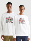 Unisex Beyaz Disney Baskılı Sweatshirt