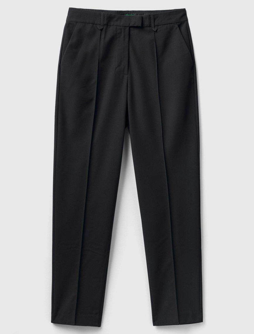 Kadın Siyah Viskoz Karışımlı Regular Fit Pantolon Kadın Siyah Viskoz Karışımlı Regular Fit Pantolon