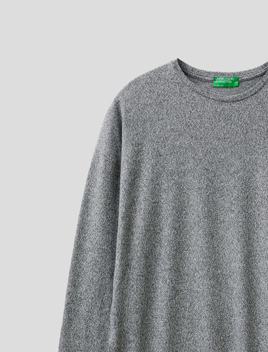 Kadın Antrasit Melanj Uzun Kollu Viskoz T-Shirt