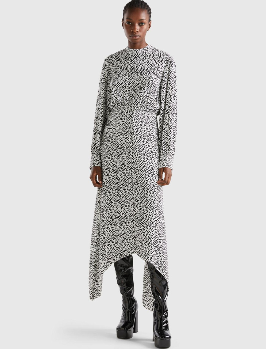 Kadın Yeşil Kazayağı Desenli Uzun Kollu Elbise Kadın Yeşil Kazayağı Desenli Uzun Kollu Elbise