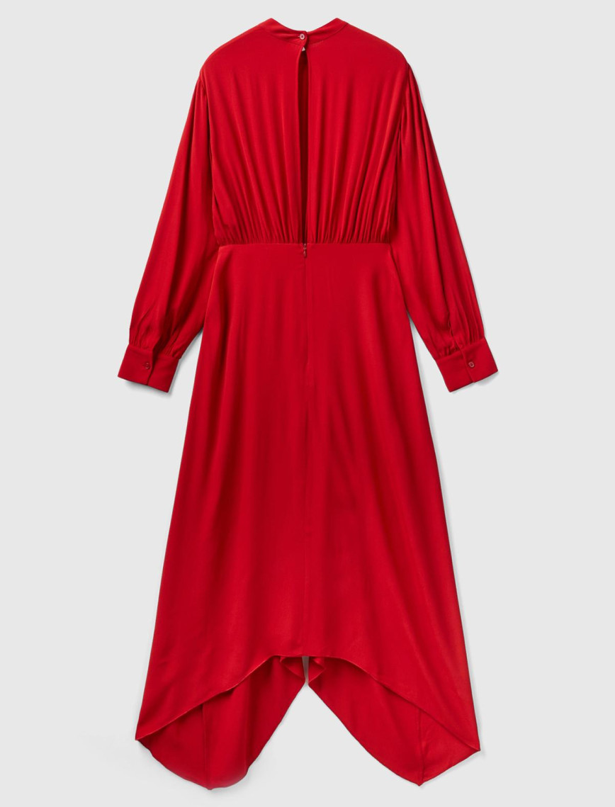 Kadın Vişne Çürüğü %100 Viskoz Uzun Kollu Sırtı Açık Elbise Kadın Vişne Çürüğü %100 Viskoz Uzun Kollu Sırtı Açık Elbise