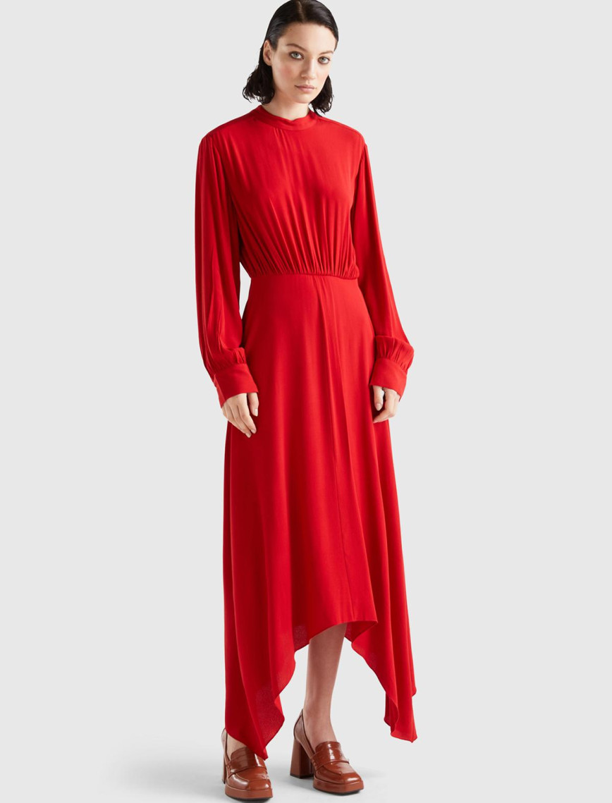 Kadın Vişne Çürüğü %100 Viskoz Uzun Kollu Sırtı Açık Elbise Kadın Vişne Çürüğü %100 Viskoz Uzun Kollu Sırtı Açık Elbise