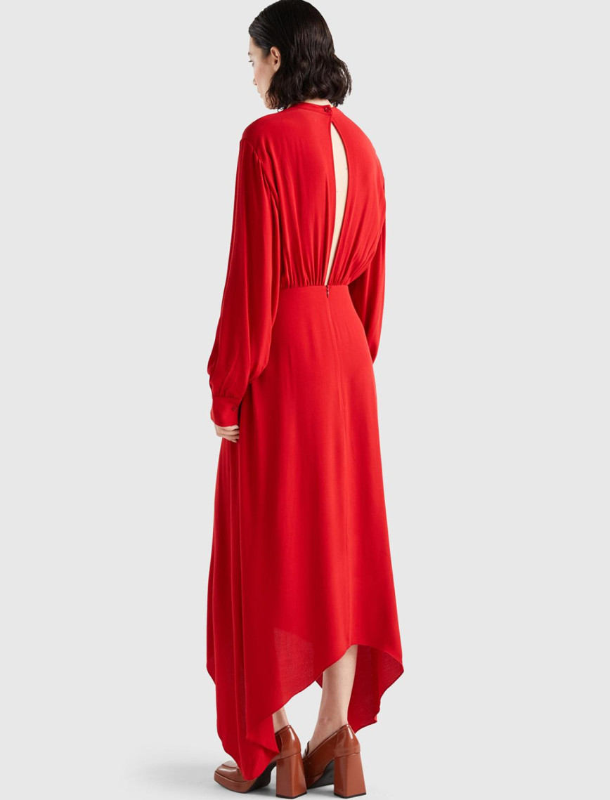 Kadın Vişne Çürüğü %100 Viskoz Uzun Kollu Sırtı Açık Elbise Kadın Vişne Çürüğü %100 Viskoz Uzun Kollu Sırtı Açık Elbise