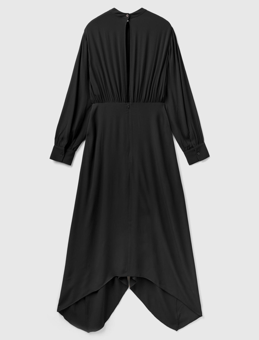 Kadın Siyah %100 Viskoz Uzun Kollu Sırtı Açık Elbise Kadın Siyah %100 Viskoz Uzun Kollu Sırtı Açık Elbise