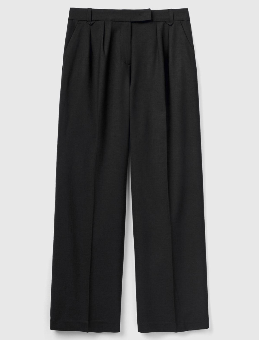 Kadın Siyah Pileli Rahat Kalıp Pantolon Kadın Siyah Pileli Rahat Kalıp Pantolon