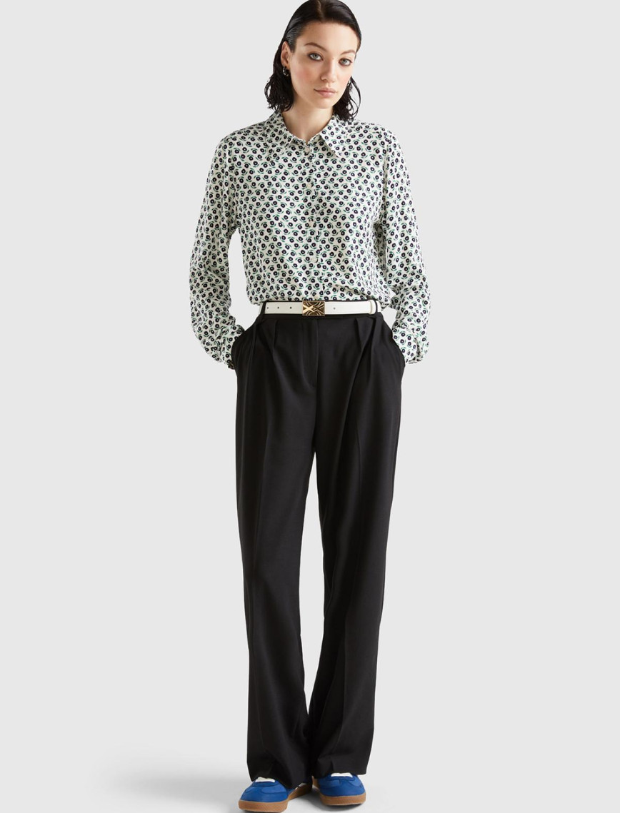 Kadın Siyah Pileli Rahat Kalıp Pantolon Kadın Siyah Pileli Rahat Kalıp Pantolon