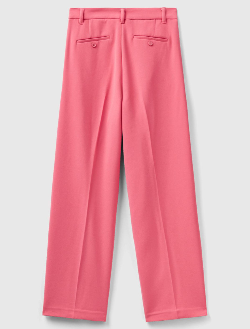 Kadın Gül Kurusu Poliviskoz Bol Paça Pileli Pantolon