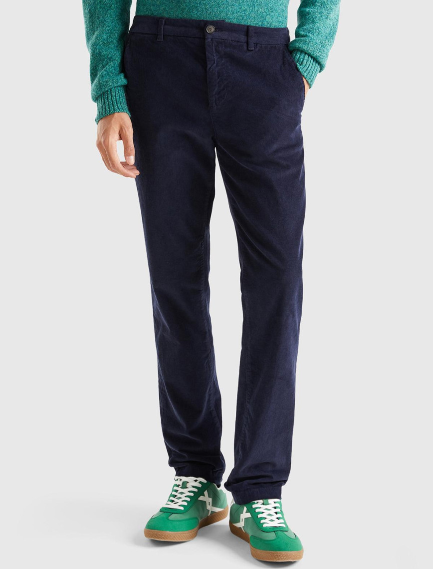 Erkek Zeytin Yeşili Esnek Kadife Pantolon