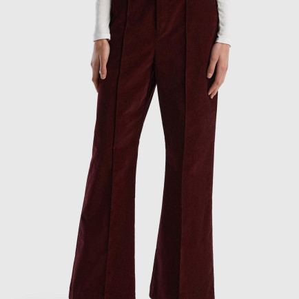 Kadın Bordo Esnek Kadife Pantolon