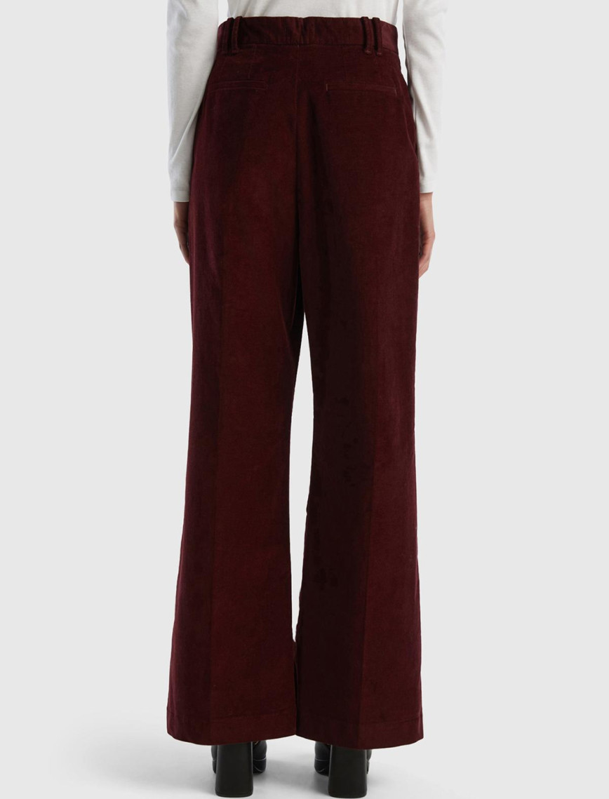 Kadın Bordo Esnek Kadife Pantolon Kadın Bordo Esnek Kadife Pantolon