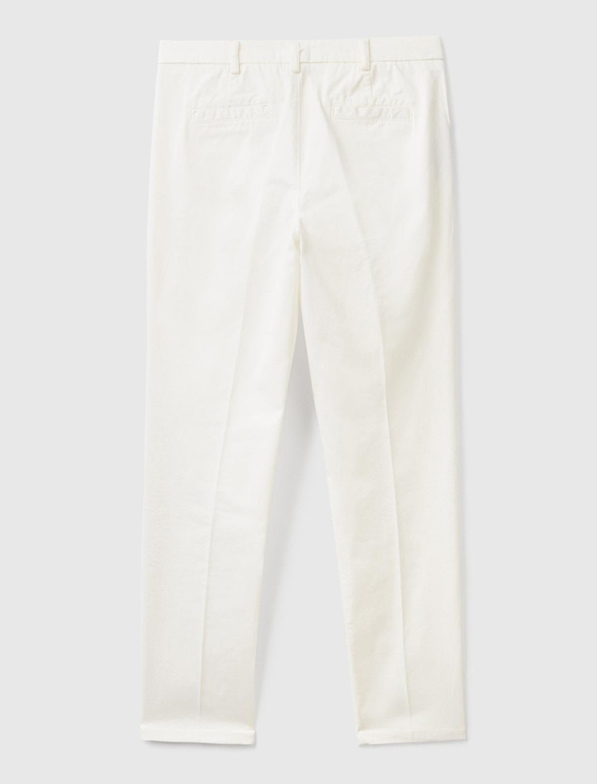 Kadın Beyaz Elastanlı Basic Chino Pantolon