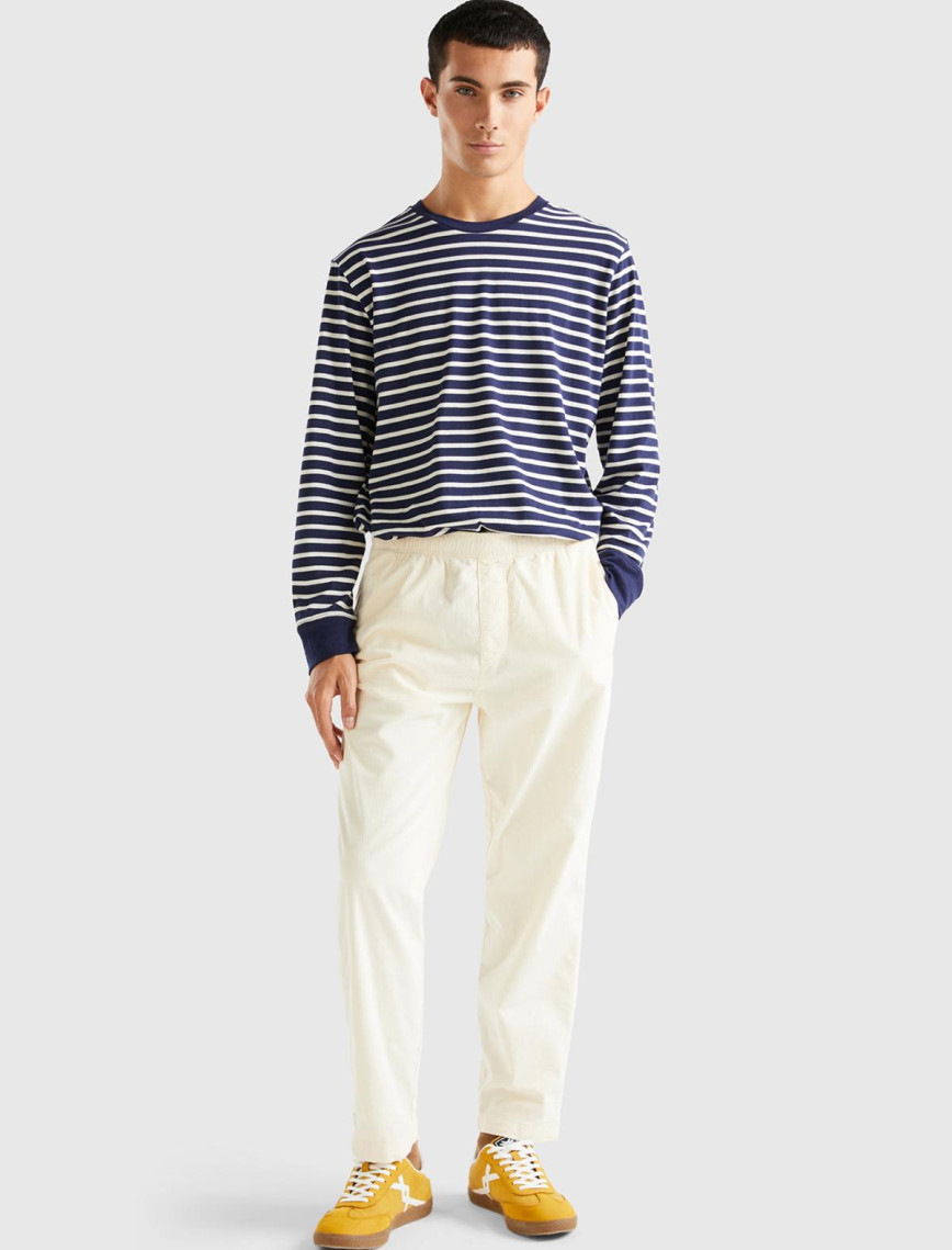 Erkek Beyaz Slim Fit Kadife Chino Pantolon Erkek Beyaz Slim Fit Kadife Chino Pantolon