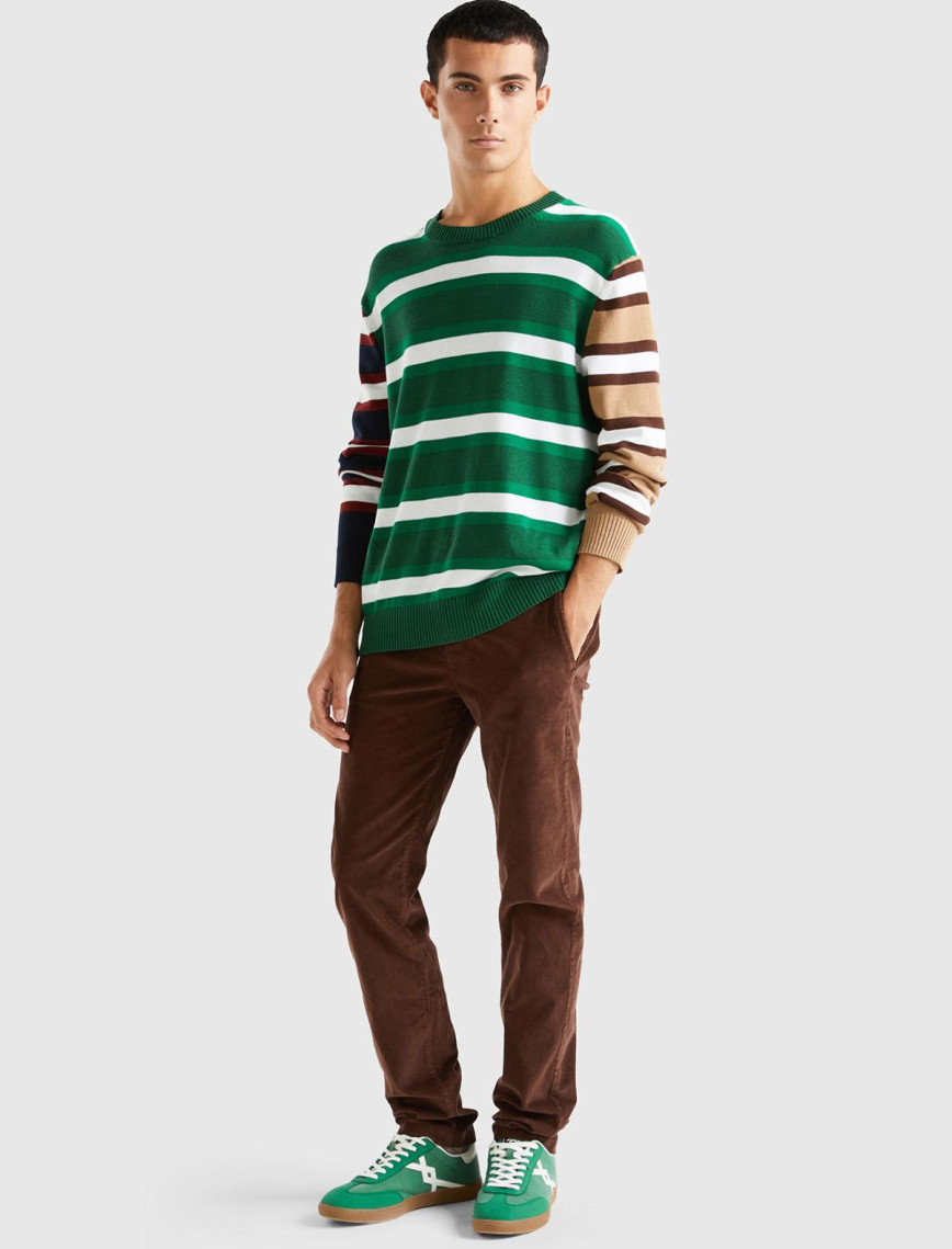 Erkek Koyu Kahverengi Esnek Kadife Pantolon