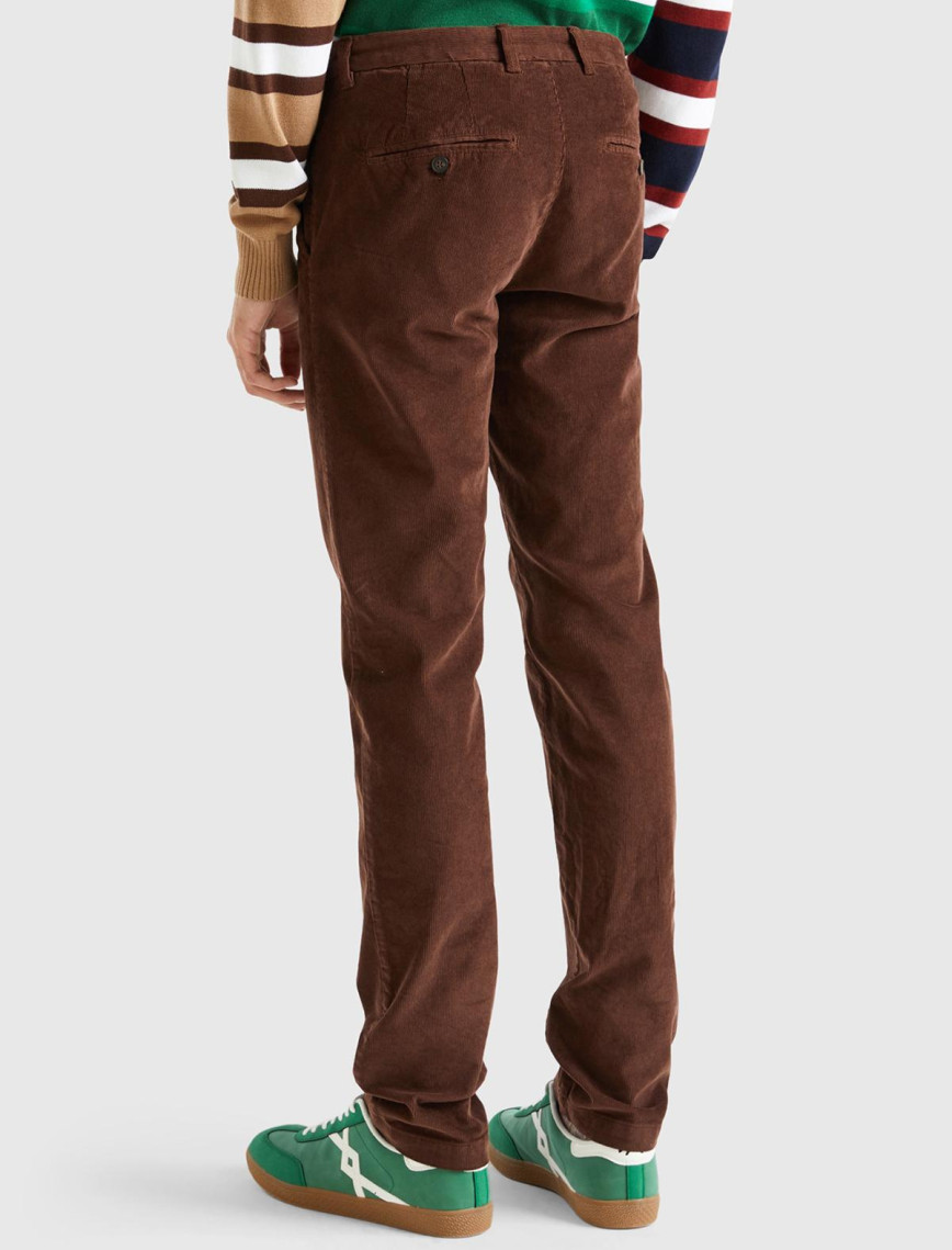 Erkek Koyu Kahverengi Esnek Kadife Pantolon