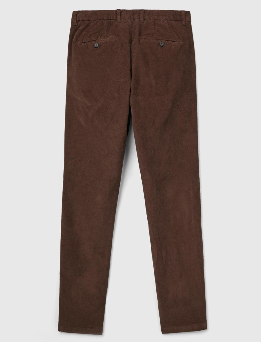 Erkek Koyu Kahverengi Esnek Kadife Pantolon