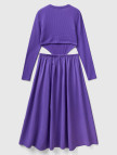 Kadın Mor Viskoz Karışımlı Beli Açık Elbise Kadın Mor Viskoz Karışımlı Beli Açık Elbise