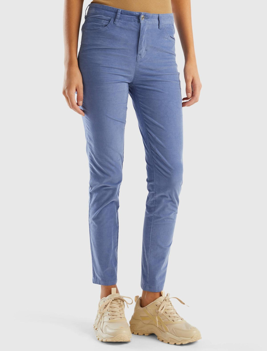 Kadın Siyah Slim Fit Kadife Pantolon