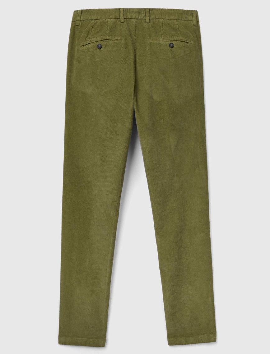 Erkek Zeytin Yeşili Esnek Kadife Pantolon