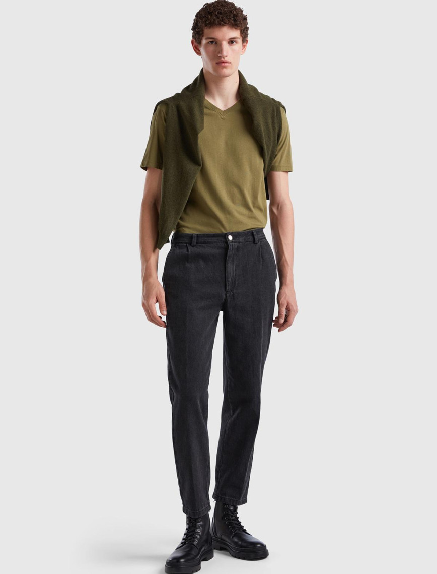 Erkek Siyah Chino Regular Fit Denim Pantolon Erkek Siyah Chino Regular Fit Denim Pantolon