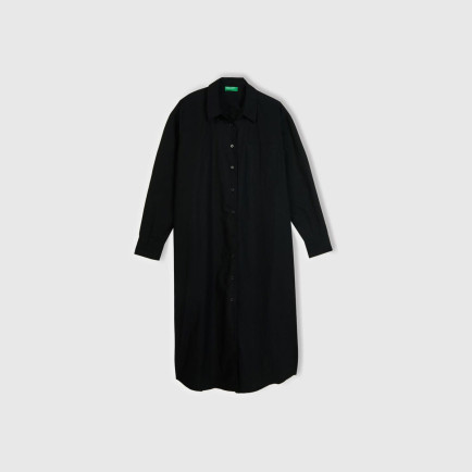 Kadın Siyah %100 Koton Gömlek Yaka Uzun Kollu Popline Elbise Kadın Siyah %100 Koton Gömlek Yaka Uzun Kollu Popline Elbise