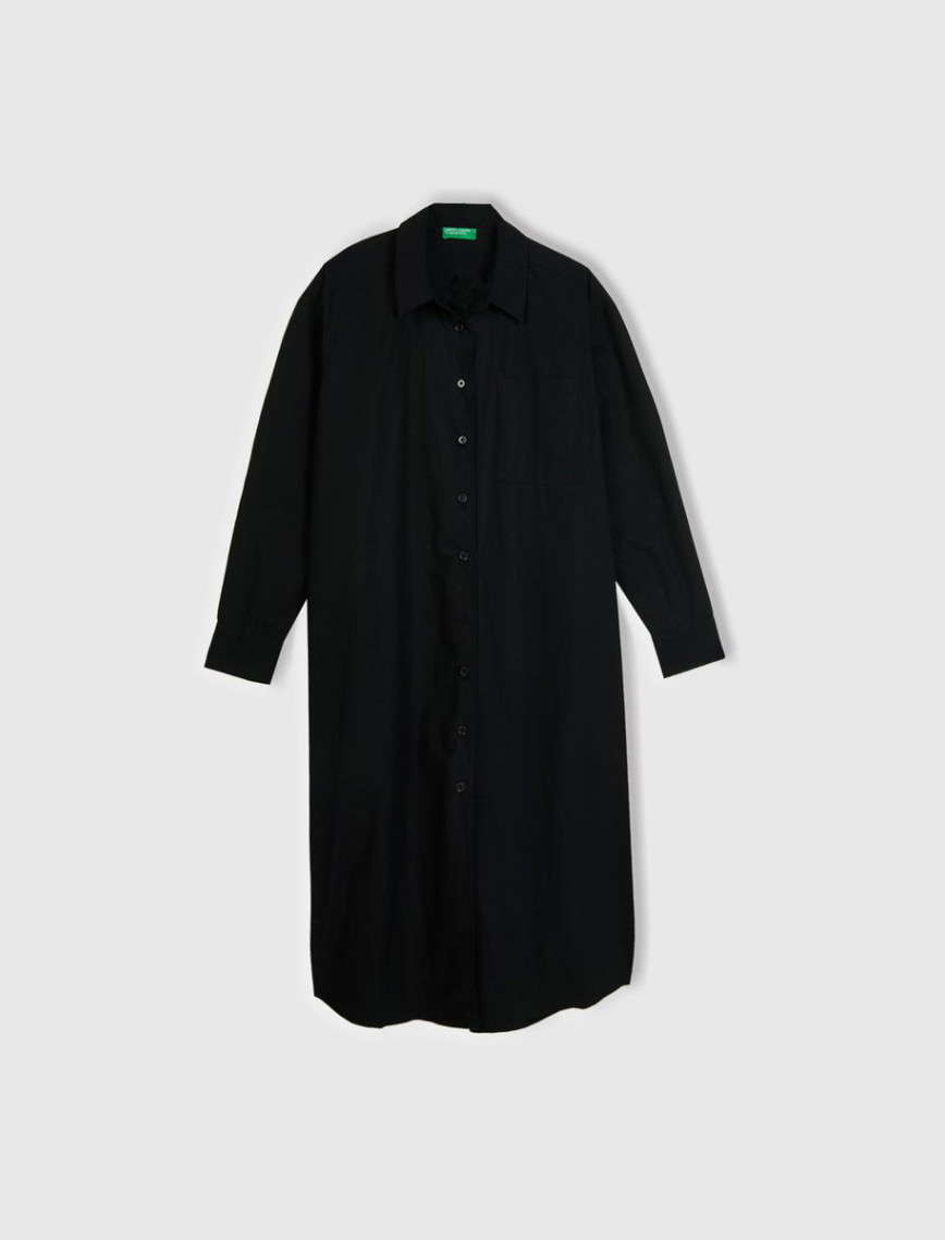 Kadın Soluk Mavi %100 Koton Gömlek Yaka Uzun Kollu Popline Elbise Kadın Soluk Mavi %100 Koton Gömlek Yaka Uzun Kollu Popline Elbise