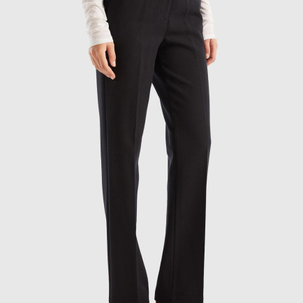 Kadın Siyah Poliviskoz Regular Fit Pantolon