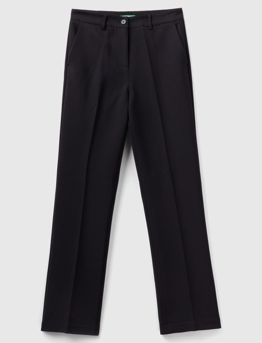 Kadın Siyah Poliviskoz Regular Fit Pantolon Kadın Siyah Poliviskoz Regular Fit Pantolon