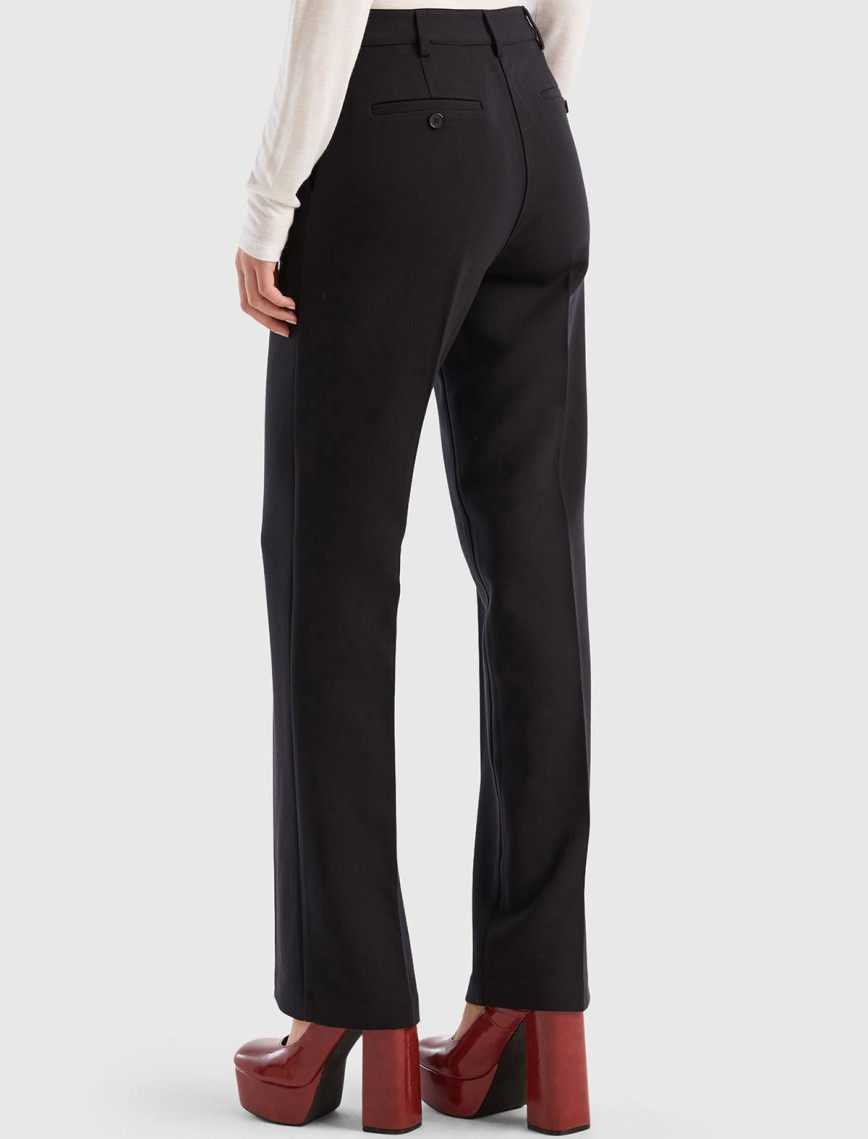 Kadın Siyah Poliviskoz Regular Fit Pantolon Kadın Siyah Poliviskoz Regular Fit Pantolon