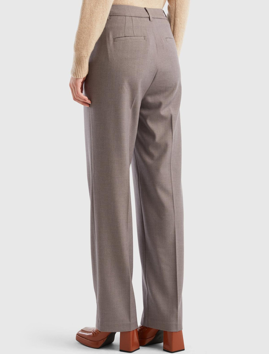 Kadın Antrasit Melanj Poliviskoz Yumuşak Dokulu Regular Fit Pantolon