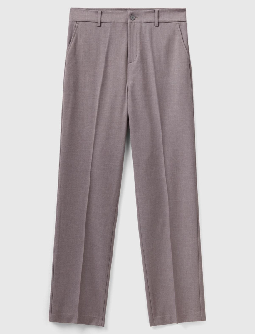 Kadın Antrasit Melanj Poliviskoz Yumuşak Dokulu Regular Fit Pantolon