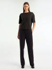 Kadın Siyah Poliviskoz Yumuşak Dokulu Regular Fit Pantolon