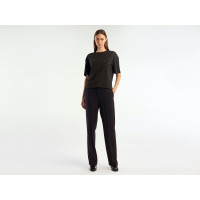 Kadın Siyah Poliviskoz Yumuşak Dokulu Regular Fit Pantolon