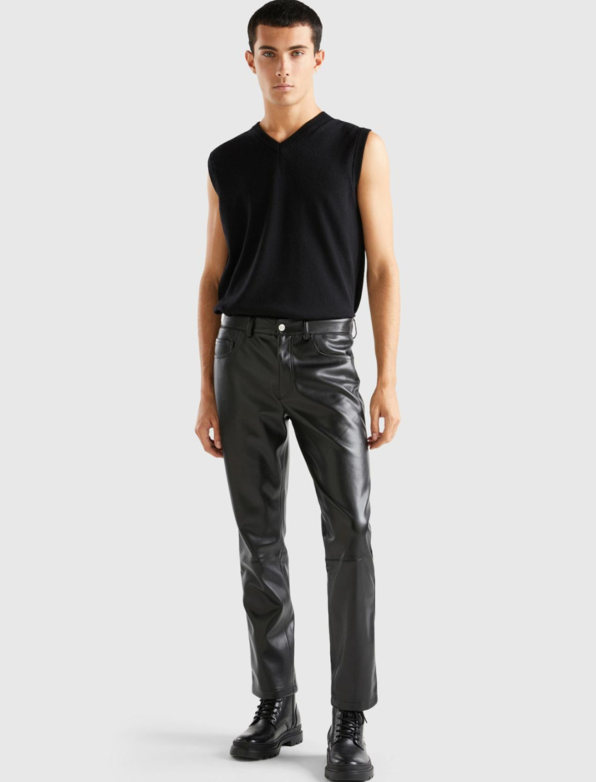 Erkek Siyah Suni Deri Pantolon Erkek Siyah Suni Deri Pantolon