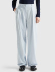 Kadın Soluk Mavi Poliviskoz Yüksek Bel Rahat Kalıp Pantolon Kadın Soluk Mavi Poliviskoz Yüksek Bel Rahat Kalıp Pantolon