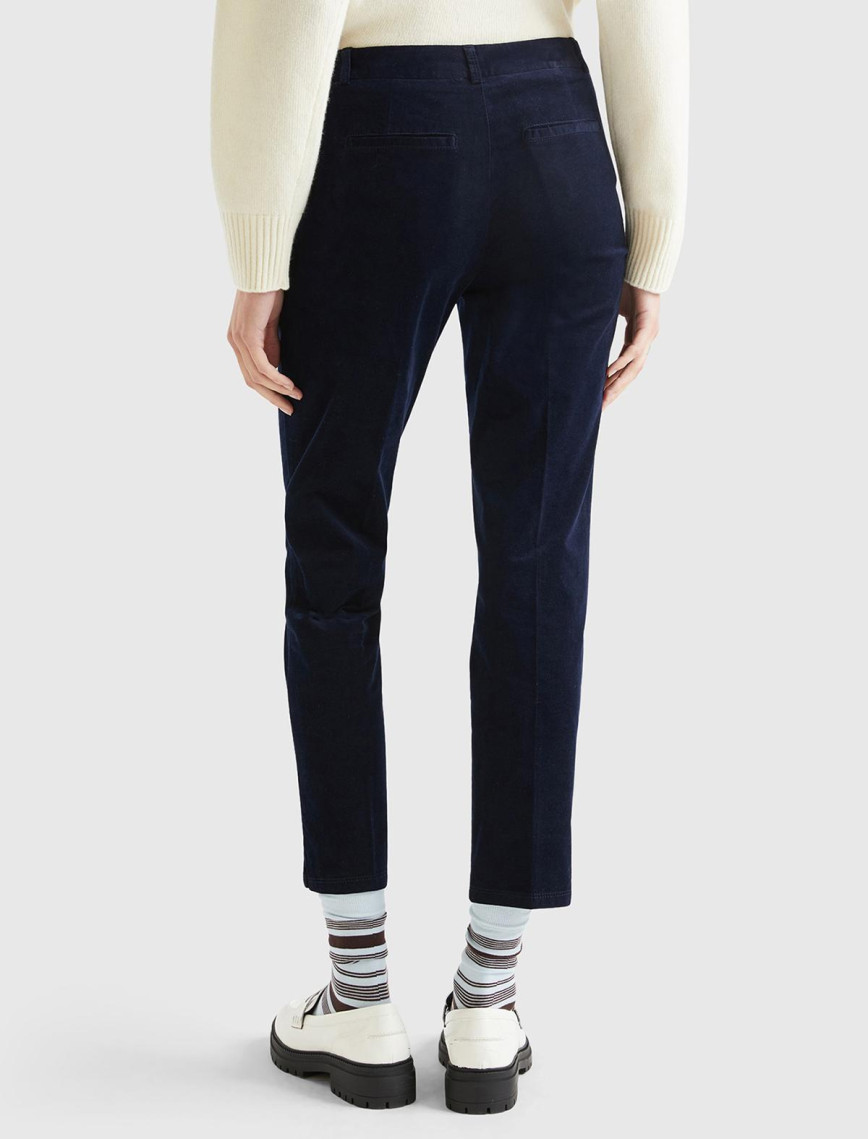 Kadın Lacivert Kadife Chino Pantolon